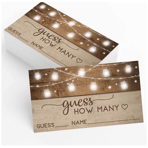 How Many Kisses Candy Mason Jar Guessing Game | 50 Cards & Matching Sign - Picture 2 of 2